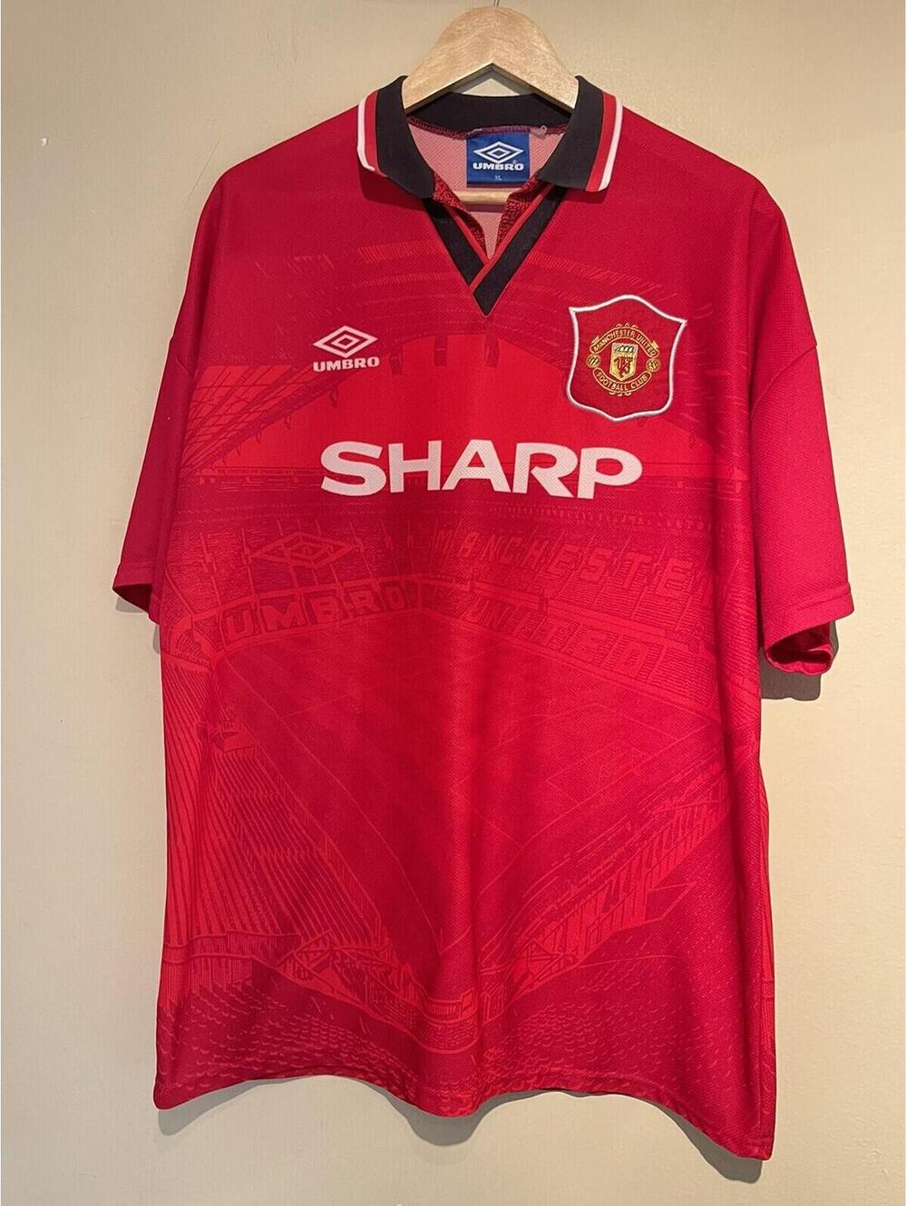 Vintage 90s Umbro Sharp Manchester United  Rare Soccer Jersey Kit Mens Size XL